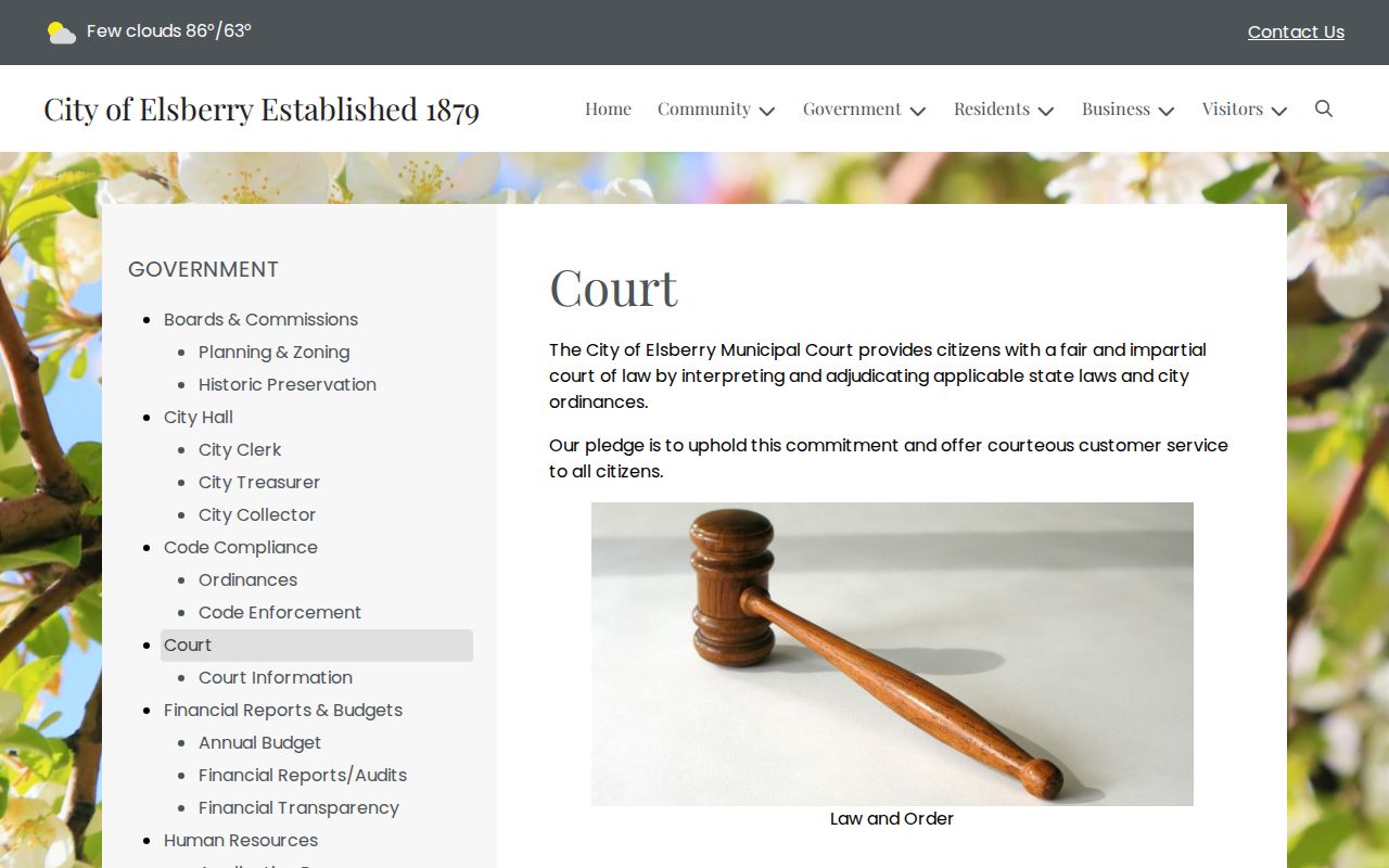 Elsberry court docket source for Elsberry Municipal Court ordinance jurisdiction