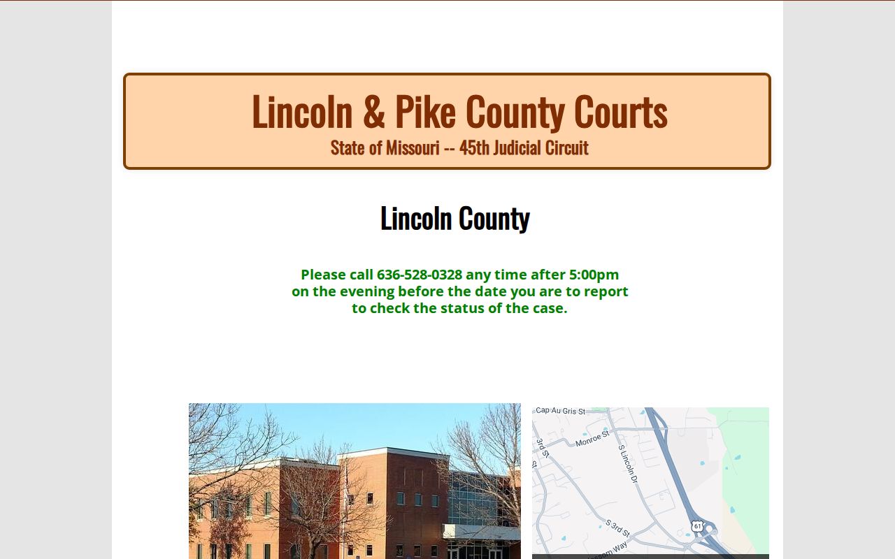 Lincoln County court docket access through the official 45th Judicial Circuit court website